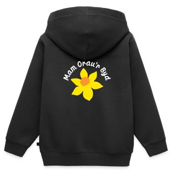 Mam Orau'r Byd Best Welsh Mum In The World - Kids Premium Organic Zip-up Hoodie - black - Back - AI Model Kid Male (0cm)