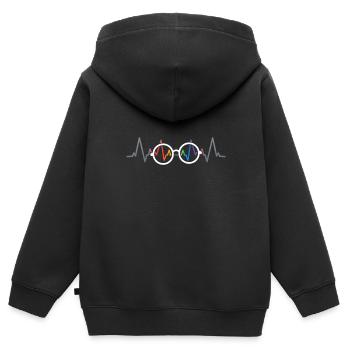 Eye Doctor, Glasses Heartbeat Optician Optometrist - Kids Premium Organic Zip-up Hoodie - black - Back - AI Model Kid Male (0cm)