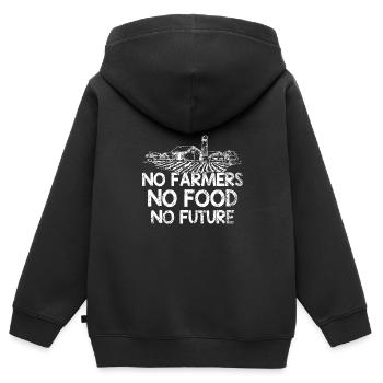Keine Bauern, keine Nahrung, kein zukünftiger Bauer - Kinder Premium Organic Zip Hoodie - Schwarz - Hinten - AI Model Kid Male (0cm)