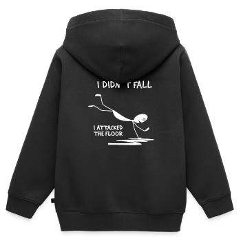 I Didn't Fall I Attacked The Floor Trip Clumsy - Kids Premium Organic Zip-up Hoodie - black - Back - AI Model Kid Male (0cm)