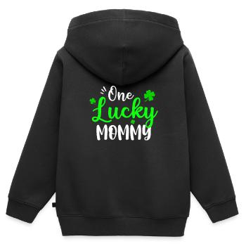 Eine glückliche Mama Irisches Kleeblatt St. Patricks Day Spaß - Kinder Premium Organic Zip Hoodie - Schwarz - Hinten - AI Model Kid Male (0cm)