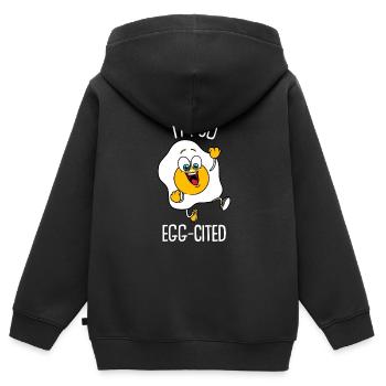 Drôle d’oeuf cadeau Enfants Hommes Femmes Cool Fried Egg Lover - Sweat Premium à capuche zippé enfant bio - noir - Dos - AI Model Kid Male (0cm)