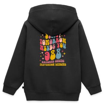 Stay Tomorrow braucht Sie 988 Psychiater - Kinder Premium Organic Zip Hoodie - Schwarz - Hinten - AI Model Kid Male (0cm)