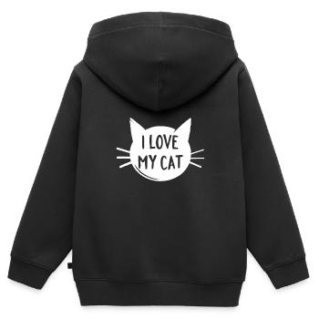 Ich liebe meine Katze - Kinder Premium Organic Zip Hoodie - Schwarz - Hinten - AI Model Kid Male (0cm)