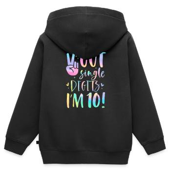 Peace Out Einstellige Zahlen Ich bin 10 Jahre alt - Kinder Premium Organic Zip Hoodie - Schwarz - Hinten - AI Model Kid Male (0cm)