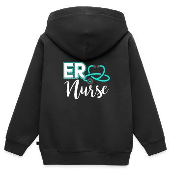 Krankenschwester in der Notaufnahme Medizinische Krankenpflegeschule in der Notaufnahme - Kinder Premium Organic Zip Hoodie - Schwarz - Hinten - AI Model Kid Male (0cm)