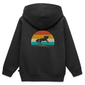 Vintage Unicorn Retro Distressed Unicorn Lover - Kids Premium Organic Zip-up Hoodie - black - Back - AI Model Kid Male (0cm)