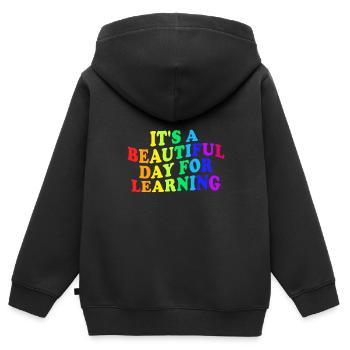 Erster Schultag Geschenk Lehrer Schüler Regenbogen - Kinder Premium Organic Zip Hoodie - Schwarz - Hinten - AI Model Kid Male (0cm)