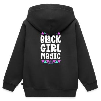 Mois de l’histoire des Noirs de la magie des filles noires - Sweat Premium à capuche zippé enfant bio - noir - Dos - AI Model Kid Male (0cm)
