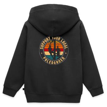 Soutenez votre monteur de lignes Pole Dancer Retro local - Sweat Premium à capuche zippé enfant bio - noir - Dos - AI Model Kid Male (0cm)