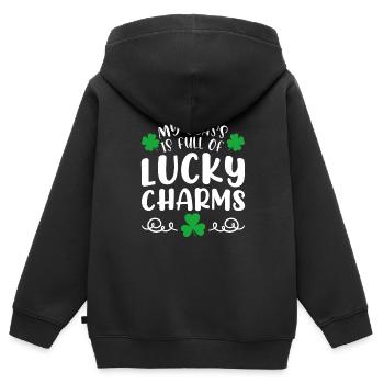 Meine Klasse ist voller Glücksbringer St. Patricks Day - Kinder Premium Organic Zip Hoodie - Schwarz - Hinten - AI Model Kid Male (0cm)