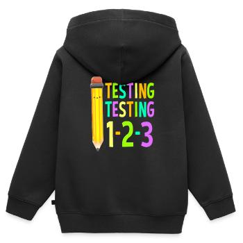Teacher Testing Idea Teacher - Kids Premium Organic Zip-up Hoodie - black - Back - AI Model Kid Male (0cm)