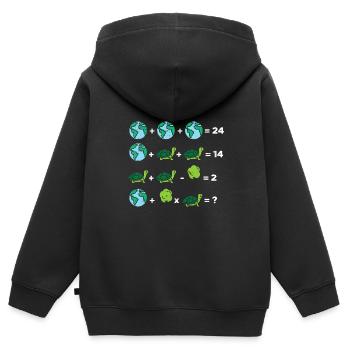 Quiz sur l’ordre des opérations du Jour de la Terre Mathématiques amusantes - Sweat Premium à capuche zippé enfant bio - noir - Dos - AI Model Kid Male (0cm)