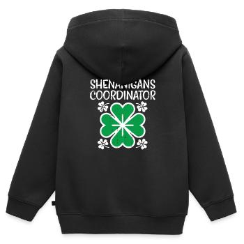 Shenanigans Coordinator Funny St Patricks Day - Kids Premium Organic Zip-up Hoodie - black - Back - AI Model Kid Male (0cm)