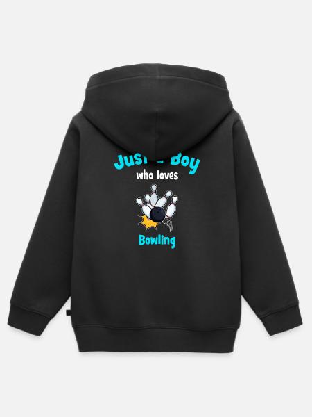 Bowling pour garçons | Bowling pour enfants - Sweat Premium à capuche zippé enfant bio - noir