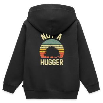 Vintage Not A Hugger, - Funny Porcupine - Kids Premium Organic Zip-up Hoodie - black - Back - AI Model Kid Male (0cm)
