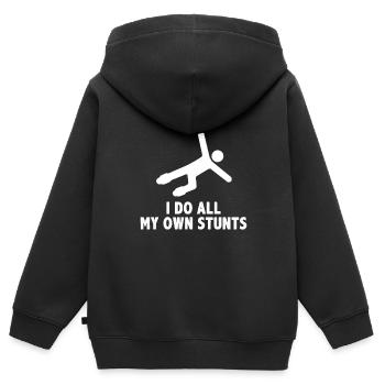Ich mache alle meine Stunts selbst - Kinder Premium Organic Zip Hoodie - Schwarz - Hinten - AI Model Kid Male (0cm)