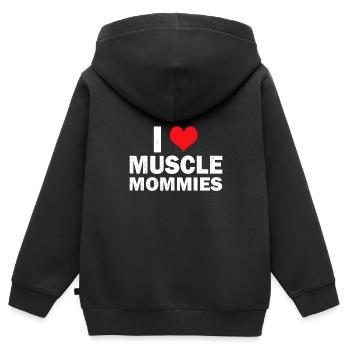 J’aime les mamans musculaires I les mamans musculaires cardiaques - Sweat Premium à capuche zippé enfant bio - noir - Dos - AI Model Kid Male (0cm)