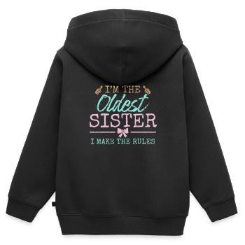 I make the rules Oldest Adult 3 Sisters Matching - Kids Premium Organic Zip-up Hoodie - black - Back - AI Model Kid Male (0cm)