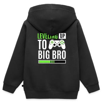 Stufenaufstieg zu Big Bro Gamer Baby Ankündigung - Kinder Premium Organic Zip Hoodie - Schwarz - Hinten - AI Model Kid Male (0cm)
