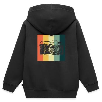 Photographie Vintage Retro Lovers Camera - Sweat Premium à capuche zippé enfant bio - noir - Dos - AI Model Kid Male (0cm)