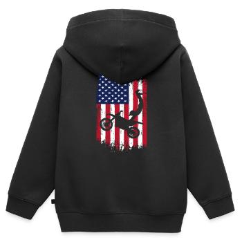 Supercross Freestyle Motocross American Flag - Kids Premium Organic Zip-up Hoodie - black - Back - AI Model Kid Male (0cm)