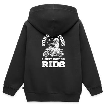 Vergiss Spielzeug, ich will nur Dirt Bike Rider Boys fahren - Kinder Premium Organic Zip Hoodie - Schwarz - Hinten - AI Model Kid Male (0cm)