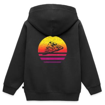 Pizzascheibe im Retro-Stil Vintage - Kinder Premium Organic Zip Hoodie - Schwarz - Hinten - AI Model Kid Male (0cm)