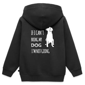 Si je ne peux pas amener mon chien, je n’y vais pas - Sweat Premium à capuche zippé enfant bio - noir - Dos - AI Model Kid Male (0cm)