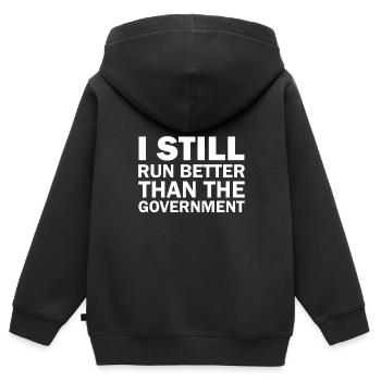 Ich laufe immer noch besser als die Regierung - Kinder Premium Organic Zip Hoodie - Schwarz - Hinten - AI Model Kid Male (0cm)
