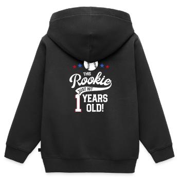 Baseball-Geburtstagsparty, die dieser Rookie gerade getroffen hat - Kinder Premium Organic Zip Hoodie - Schwarz - Hinten - AI Model Kid Male (0cm)