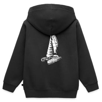 Catamaran Bateau Ancien Voilier Mer Mer - Sweat Premium à capuche zippé enfant bio - noir - Dos - AI Model Kid Male (0cm)