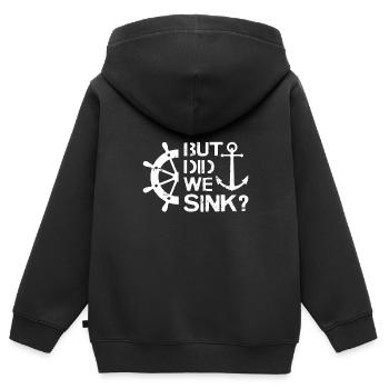 But Did We Sink - Sailboat Sail Boating Captain - Kids Premium Organic Zip-up Hoodie - black - Back - AI Model Kid Male (0cm)