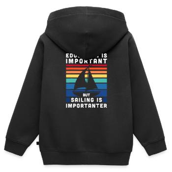 But Sailing Is Importanter - Sailboat Sail Boating - Kids Premium Organic Zip-up Hoodie - black - Back - AI Model Kid Male (0cm)