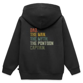 Mens Sailing Boat Dad, Pontoon Captain - Kids Premium Organic Zip-up Hoodie - black - Back - AI Model Kid Male (0cm)