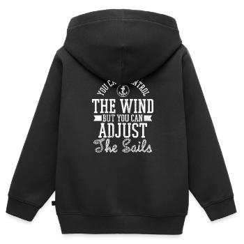 Voile - Voilier Bateau de navigation Sailor Cadeau - Sweat Premium à capuche zippé enfant bio - noir - Dos - AI Model Kid Male (0cm)