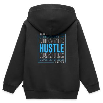 Work Hard Hustle Harder - Kids Premium Organic Zip-up Hoodie - black - Back - AI Model Kid Male (0cm)