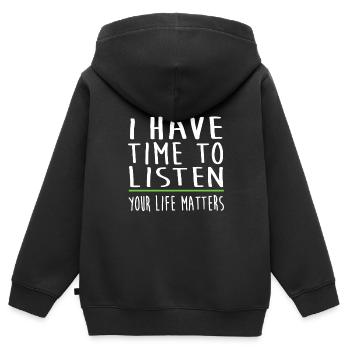 I Have Time To Listen Mental Health Awareness - Kids Premium Organic Zip-up Hoodie - black - Back - AI Model Kid Male (0cm)