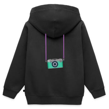 Gefälschte Touristenkamera Grafik Urlaub Urlaub Foto - Kinder Premium Organic Zip Hoodie - Schwarz - Hinten - AI Model Kid Male (0cm)