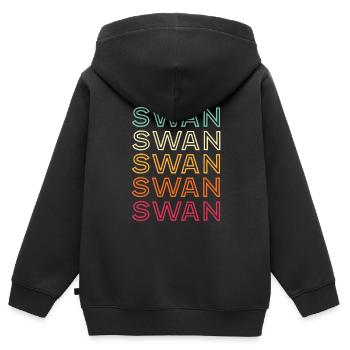 Funny Swan Rétro Funny Vintage Swan - Sweat Premium à capuche zippé enfant bio - noir - Dos - AI Model Kid Male (0cm)