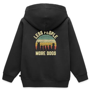 Drôle de chien, moins de gens plus de chiens - Sweat Premium à capuche zippé enfant bio - noir - Dos - AI Model Kid Male (0cm)
