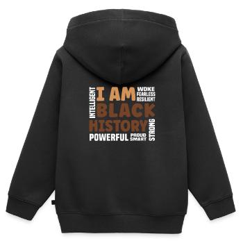 Ich bin Schwarze Geschichte Stark-stolze Schwarze Geschichte - Kinder Premium Organic Zip Hoodie - Schwarz - Hinten - AI Model Kid Male (0cm)