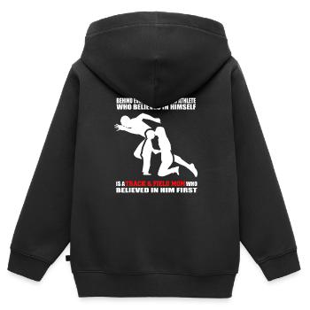 Behind Every Athlete is a Track and Field Mom - Kids Premium Organic Zip-up Hoodie - black - Back - AI Model Kid Male (0cm)