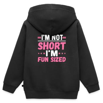 Ich bin nicht klein Ich bin lustig Größe lustig kleine Person - Kinder Premium Organic Zip Hoodie - Schwarz - Hinten - AI Model Kid Male (0cm)