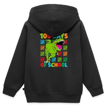 100th Day of School Dino Kids Happy 100 Days - Kids Premium Organic Zip-up Hoodie - black - Back - AI Model Kid Male (0cm)