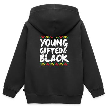 Junge begabte Schwarze Kente Dashiki Stolz Afrikanisch - Kinder Premium Organic Zip Hoodie - Schwarz - Hinten - AI Model Kid Male (0cm)