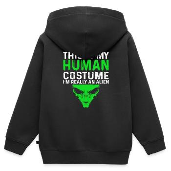 Das ist mein menschliches Kostüm, ich bin wirklich ein Alien - Kinder Premium Organic Zip Hoodie - Schwarz - Hinten - AI Model Kid Male (0cm)