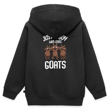 Nur ein Junge, der Ziegen liebt - Kinder Premium Organic Zip Hoodie - Schwarz - Hinten - AI Model Kid Male (0cm)