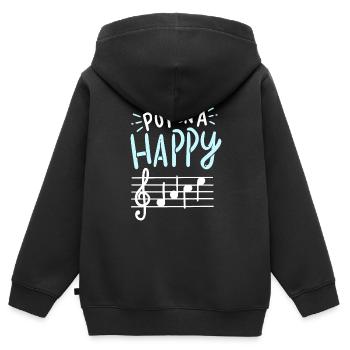 Setzen Sie ein glückliches Gesicht Musik auf - Kinder Premium Organic Zip Hoodie - Schwarz - Hinten - AI Model Kid Male (0cm)