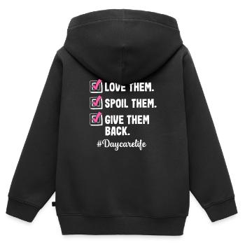 Liebe Kindertagesstätte Erzieherin - Kinder Premium Organic Zip Hoodie - Schwarz - Hinten - AI Model Kid Male (0cm)